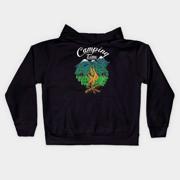 Camping time Kids Hoodie by mounier